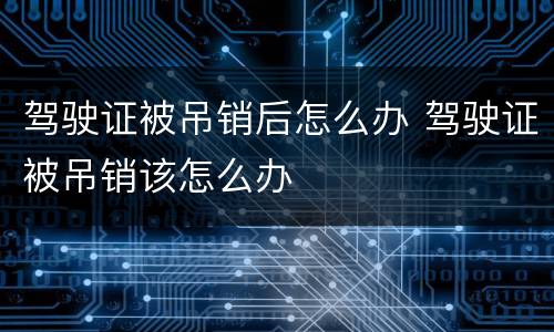 驾驶证被吊销后怎么办 驾驶证被吊销该怎么办