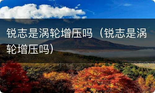 锐志是涡轮增压吗（锐志是涡轮增压吗）