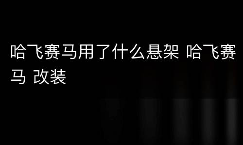 哈飞赛马用了什么悬架 哈飞赛马 改装