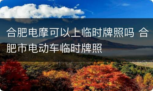 合肥电摩可以上临时牌照吗 合肥市电动车临时牌照