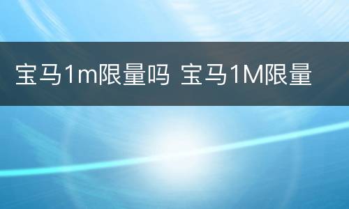 宝马1m限量吗 宝马1M限量