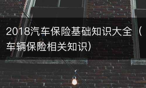 2018汽车保险基础知识大全（车辆保险相关知识）
