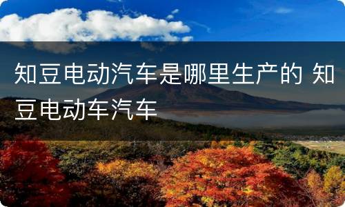 知豆电动汽车是哪里生产的 知豆电动车汽车