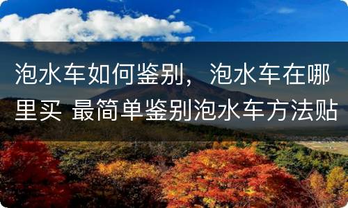 泡水车如何鉴别，泡水车在哪里买 最简单鉴别泡水车方法贴吧