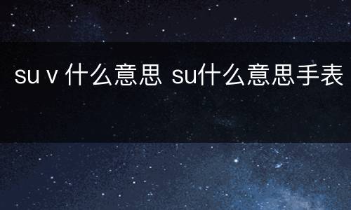 suⅴ什么意思 su什么意思手表
