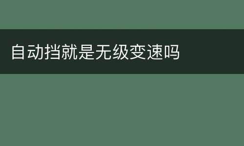 自动挡就是无级变速吗