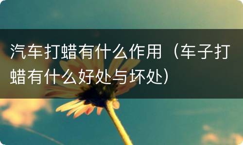 汽车打蜡有什么作用（车子打蜡有什么好处与坏处）