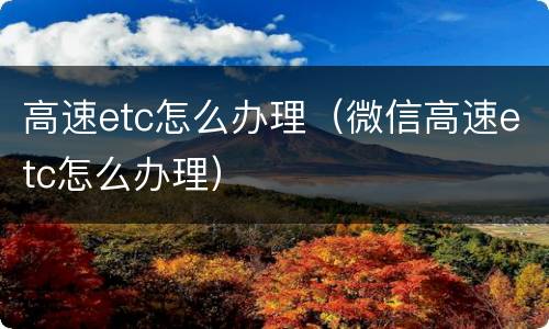 高速etc怎么办理（微信高速etc怎么办理）
