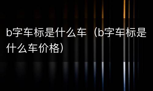 b字车标是什么车（b字车标是什么车价格）