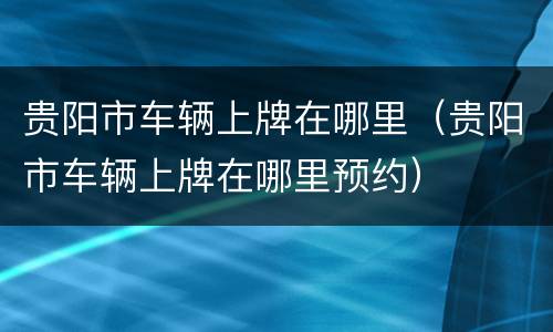贵阳市车辆上牌在哪里（贵阳市车辆上牌在哪里预约）