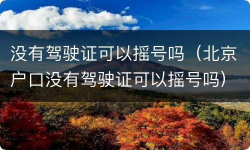没有驾驶证可以摇号吗（北京户口没有驾驶证可以摇号吗）