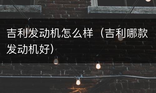 吉利发动机怎么样（吉利哪款发动机好）