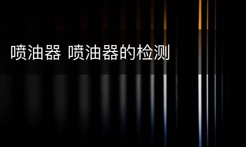 喷油器 喷油器的检测