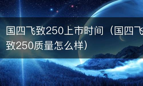 国四飞致250上市时间（国四飞致250质量怎么样）