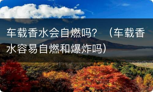 车载香水会自燃吗？（车载香水容易自燃和爆炸吗）