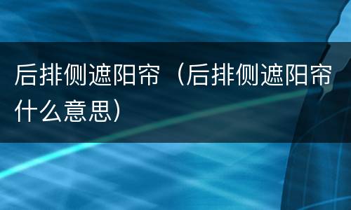 后排侧遮阳帘（后排侧遮阳帘什么意思）