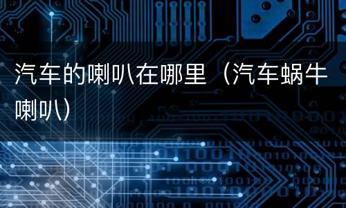 汽车的喇叭在哪里（汽车蜗牛喇叭）
