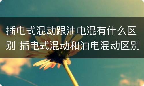 插电式混动跟油电混有什么区别 插电式混动和油电混动区别