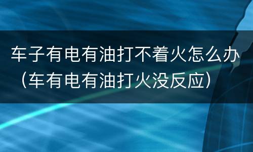 车子有电有油打不着火怎么办（车有电有油打火没反应）