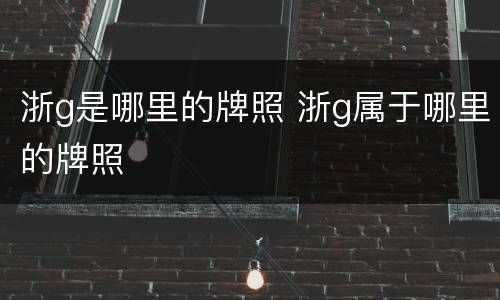 浙g是哪里的牌照 浙g属于哪里的牌照