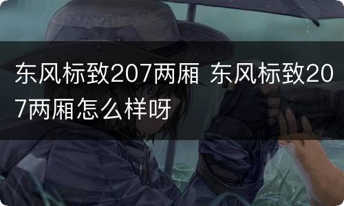 东风标致207两厢 东风标致207两厢怎么样呀