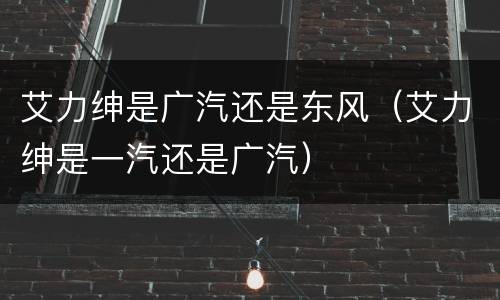 艾力绅是广汽还是东风（艾力绅是一汽还是广汽）