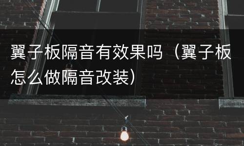 翼子板隔音有效果吗（翼子板怎么做隔音改装）