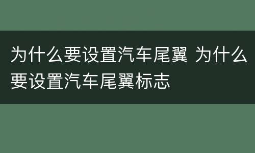 为什么要设置汽车尾翼 为什么要设置汽车尾翼标志