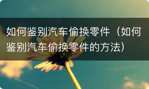 如何鉴别汽车偷换零件（如何鉴别汽车偷换零件的方法）