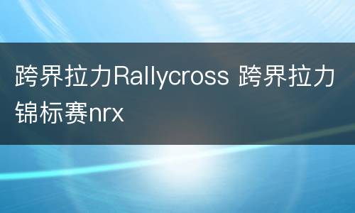 跨界拉力Rallycross 跨界拉力锦标赛nrx