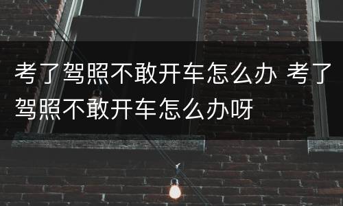 考了驾照不敢开车怎么办 考了驾照不敢开车怎么办呀