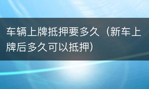 车辆上牌抵押要多久（新车上牌后多久可以抵押）
