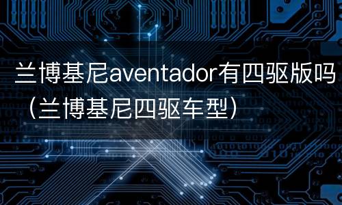 兰博基尼aventador有四驱版吗（兰博基尼四驱车型）