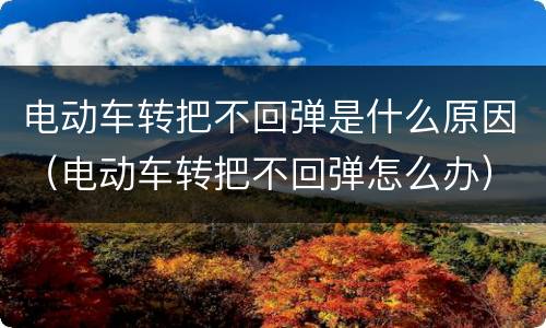 电动车转把不回弹是什么原因（电动车转把不回弹怎么办）