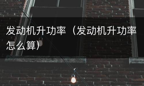 发动机升功率（发动机升功率怎么算）