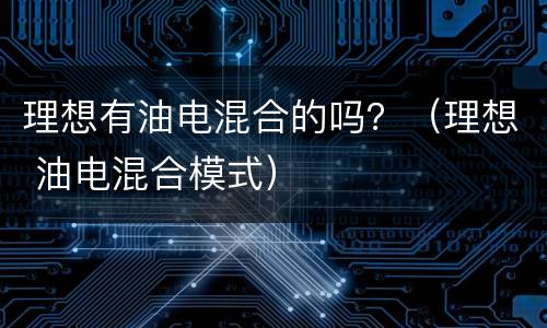 理想有油电混合的吗？（理想 油电混合模式）