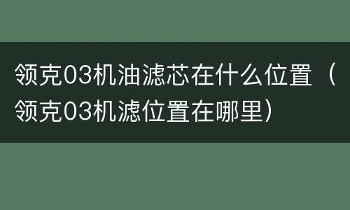 领克03机油滤芯在什么位置（领克03机滤位置在哪里）