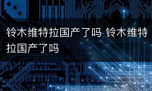 铃木维特拉国产了吗 铃木维特拉国产了吗