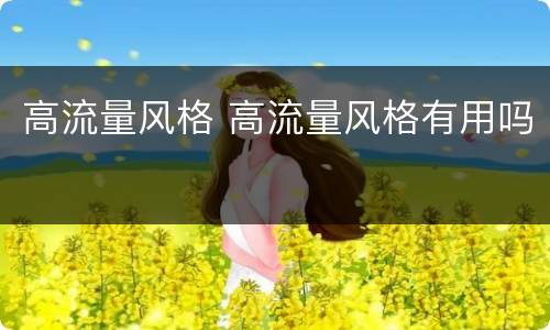 高流量风格 高流量风格有用吗