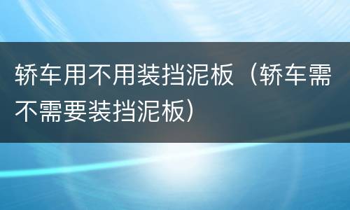 轿车用不用装挡泥板（轿车需不需要装挡泥板）