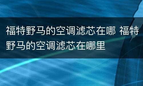 福特野马的空调滤芯在哪 福特野马的空调滤芯在哪里
