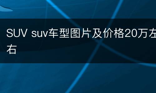 SUV suv车型图片及价格20万左右