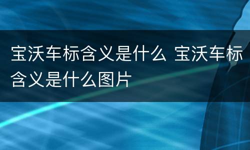宝沃车标含义是什么 宝沃车标含义是什么图片