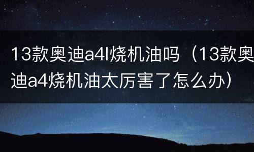 13款奥迪a4l烧机油吗（13款奥迪a4烧机油太厉害了怎么办）