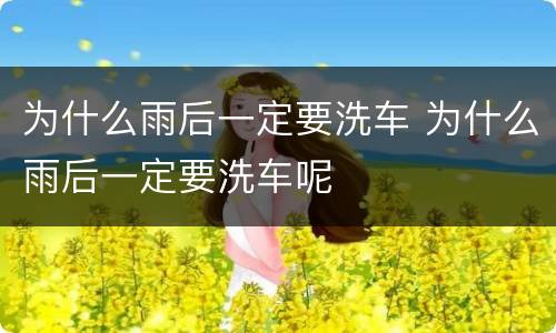 为什么雨后一定要洗车 为什么雨后一定要洗车呢