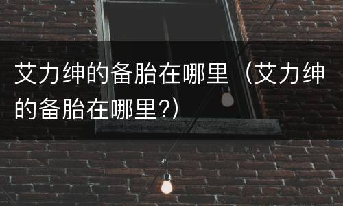 艾力绅的备胎在哪里（艾力绅的备胎在哪里?）
