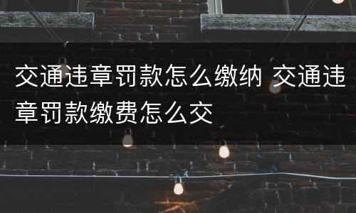 交通违章罚款怎么缴纳 交通违章罚款缴费怎么交
