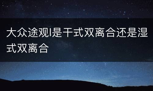 大众途观l是干式双离合还是湿式双离合