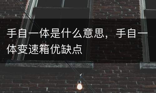 手自一体是什么意思，手自一体变速箱优缺点
