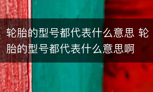 轮胎的型号都代表什么意思 轮胎的型号都代表什么意思啊